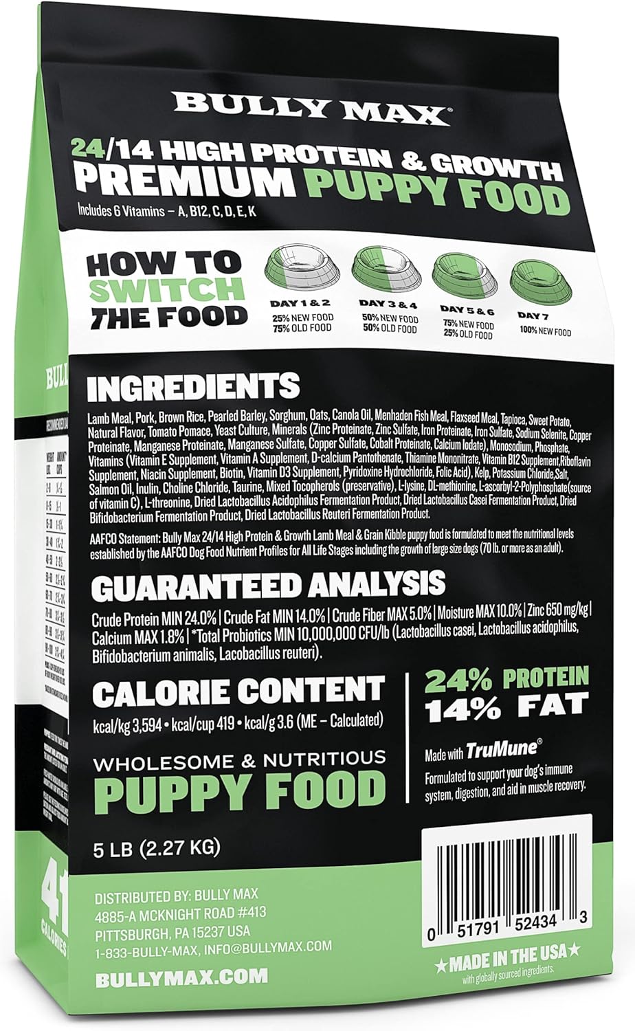 Bully Max Ultimate Puppy Growth & Nutrition Bundle - High Protein Natural Dry Dog Food 5 Lbs & Dehydrated Wet Dog Food 2 Lbs, makes 5.5 Lbs - for Small & Large Breed Puppies - Lamb & Chicken Flavors : Pet Supplies