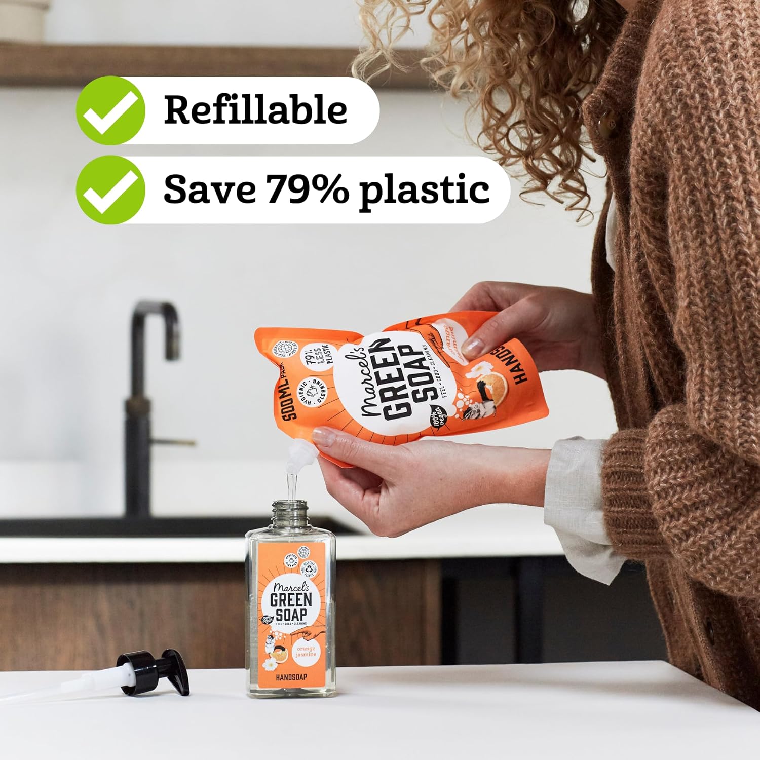 Marcel's Green Soap - Hand Soap Orange & Jasmine - Handwash Dispenser - Eco friendly - Vegan - 97% Biodegradable - 500 ML : Amazon.co.uk: Beauty