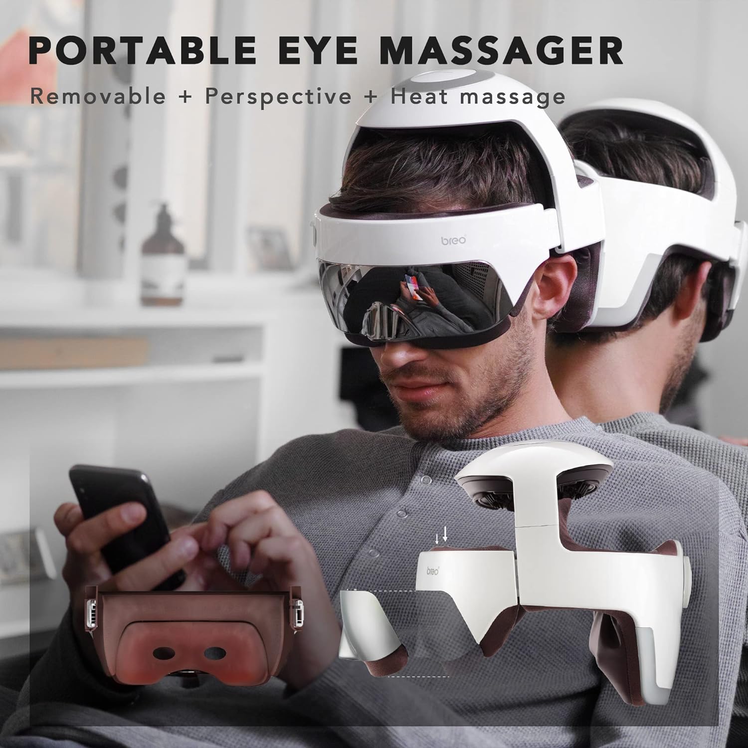 Breo iDream5s Electric Head Massager, Eye & Neck Massage Helmet with H