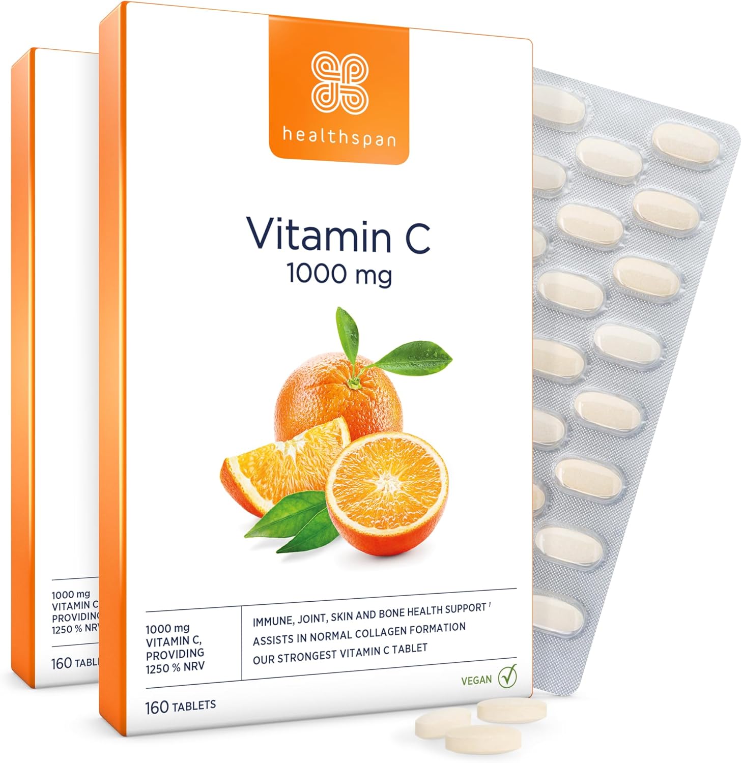Healthspan Vitamin C 1,000Mg (320 Tablets) | Support Your Immune Health | Reduces Tiredness & Fatigue And Supports Joint, Skin & Bone Health | Vegan