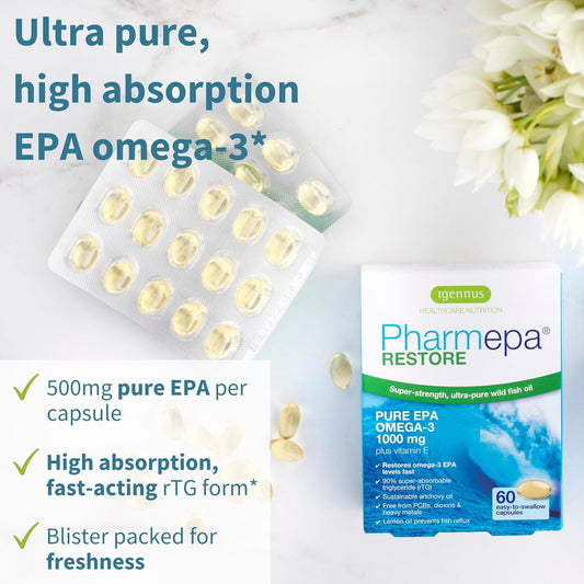 Pharmepa Restore + Ashwagandha+ L-Theanine & Magnesium Bundle, 1000Mg Pure Epa Omega-3 Fish Oil + 600Mg Ksm-66 Ashwagandha With Zinc & B Vitamins, By Igennus