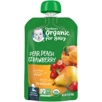 Gerber Organic Peach Strawberry Baby Food, 3.5 Oz Pouch