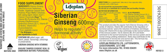 Lifeplan Siberian Ginseng 600mg x 60 Capsules. Helps to Maintain hormonal Activity (60 Capsules) : Amazon.co.uk: Health & Personal Care