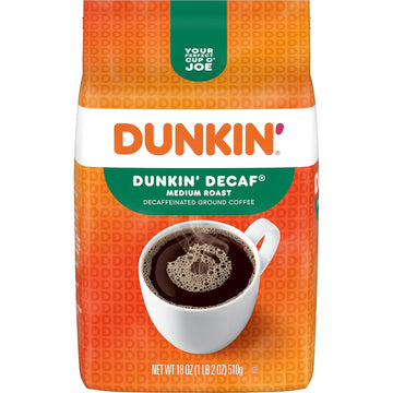 Dunkin' Decaf Ground Coffee, Medium Roast, 18 Ounce Bag