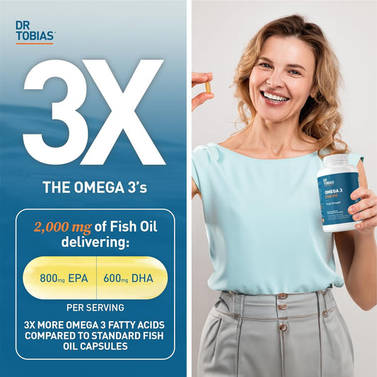 Dr. Tobias Omega 3 Fish Oil, 800 mg EPA 600 mg DHA Omega 3 Supplement