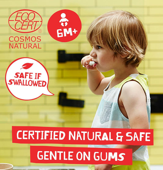 Jack N' Jill Natural Certified Toothpaste - Baby & Toddler Toothpaste, Fluoride-Free, 40% Xylitol, Sugar-Free, Safe For 6 Months And Up, Makes Tooth Brushing Fun, Organic Raspberry Flavour, 1 X 50G