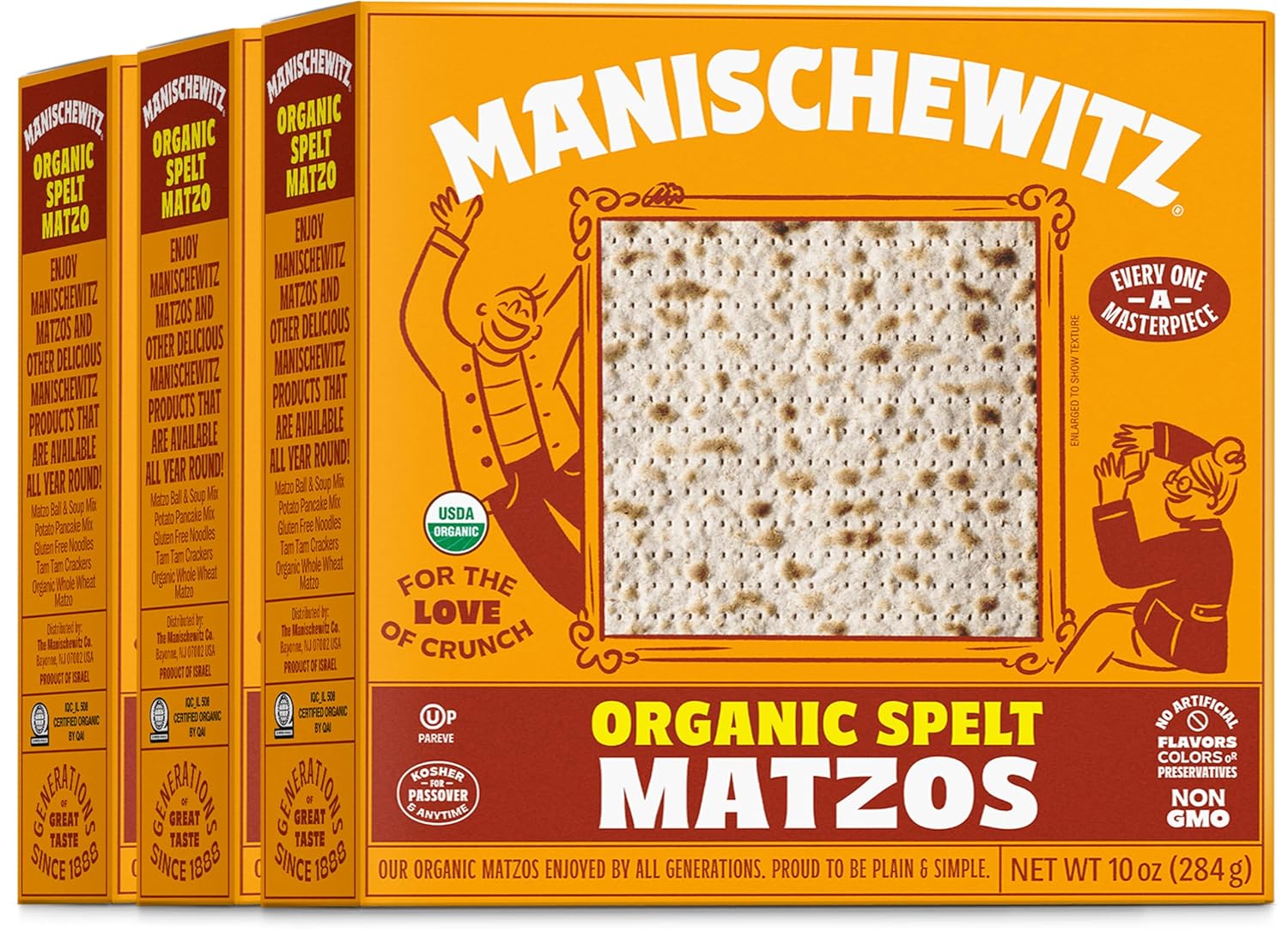 Manischewitz Organic Spelt Matzo, Kosher For Passover, 10 Ounce Box (3-Pack)