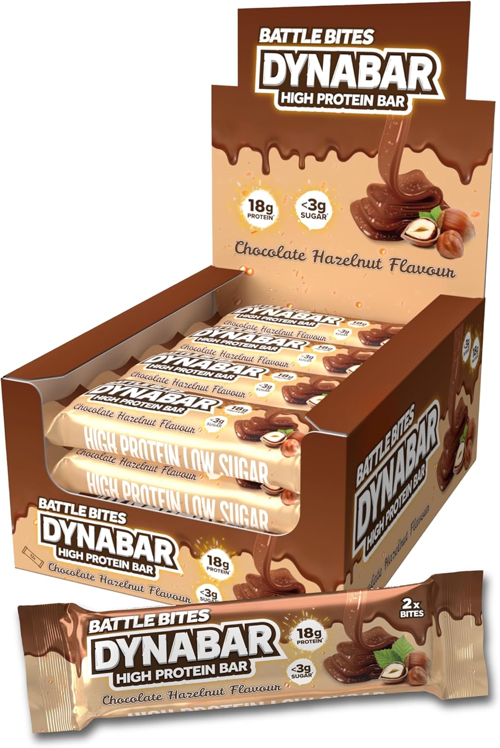 Battle Bites - High Protein Bars 12 X 62G - Sticky Toffee Pudding Flavour - Low In Sugar, High In Fibre, Free From Preservatives, Non-Gmo - 20G Protein, 7.4G Fibre + 251 Calories Per Bar - Made In Uk