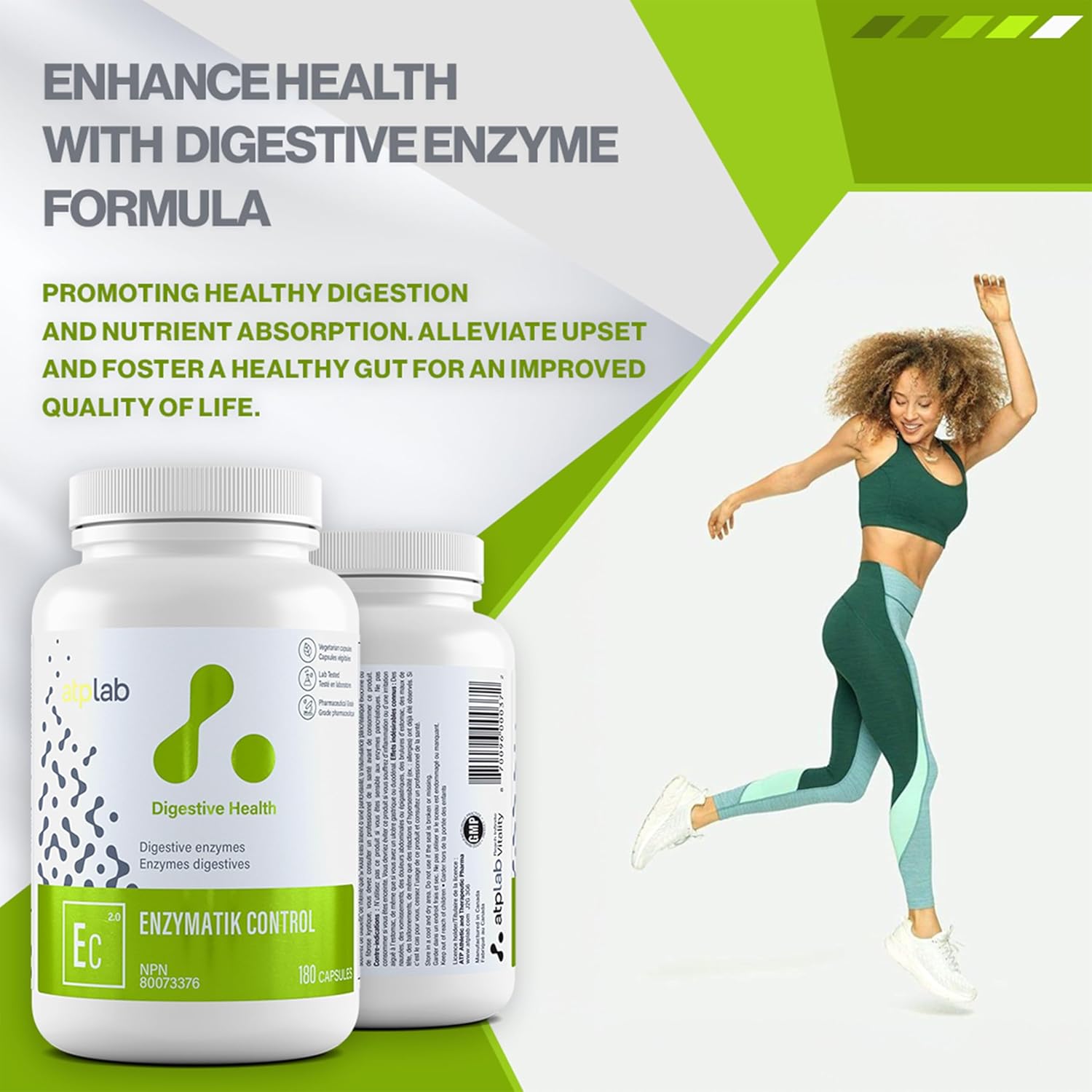Atp Lab | Enzymatik Control 180 Caps | Helps With Good Assimilation Of Nutrients. : Health & Household