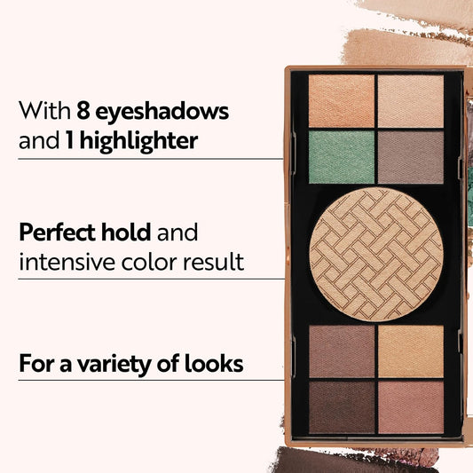 M. Asam Magic Finish Golden Vibes Eyeshadow & Highlighter Palette (8 X 0.03 Oz + 1 X 0.21 Oz) - Eyeshadow Palette With 8 Harmonizing Eyeshadows, One Highlighter & Integrated Mirror, High Color Payoff