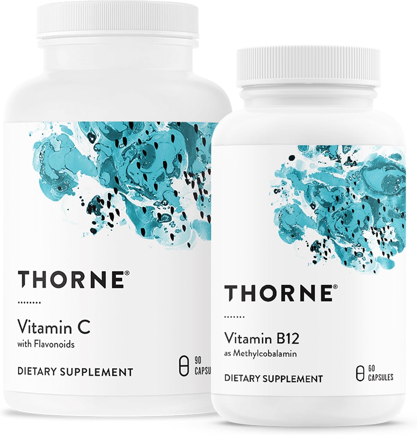 Thorne Wellness Bundle - Vitamin C & B12 - Supports Heart, Nerve, Immune, And Tissue Health - 60 To 90 Servings