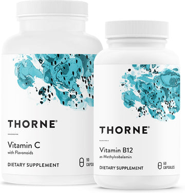 Thorne Wellness Bundle - Vitamin C & B12 - Supports Heart, Nerve, Immune, And Tissue Health - 60 To 90 Servings