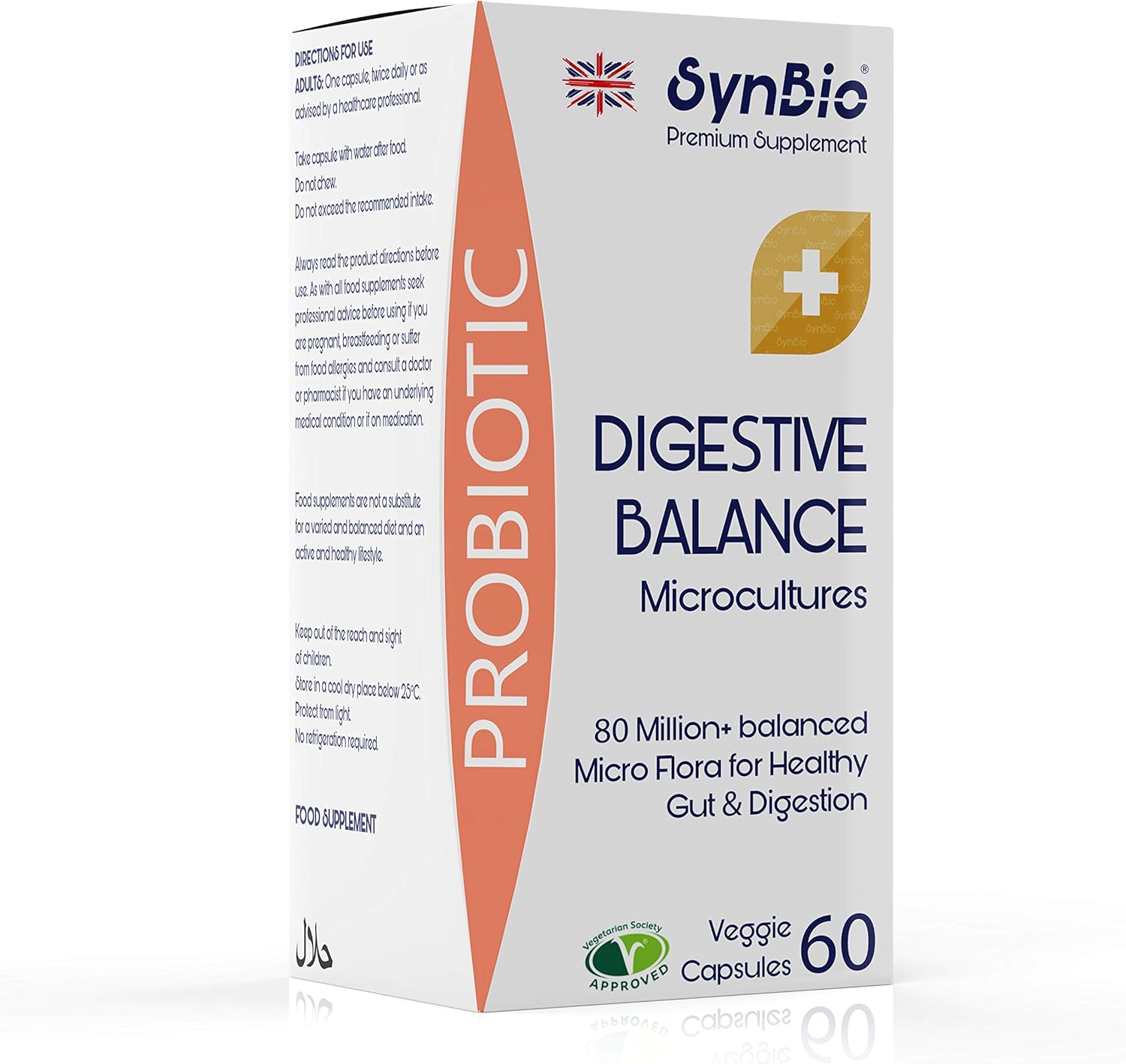 SynBio Premium+ - Probiotic - Digestive Balance | 60 Capsules | Vegetarian Certified | Microcultures | Micro Flora for Healthy Gut & Digestion | Probiotic for Men & Women | Made in The UK : Amazon.co.uk: Health & Personal Care