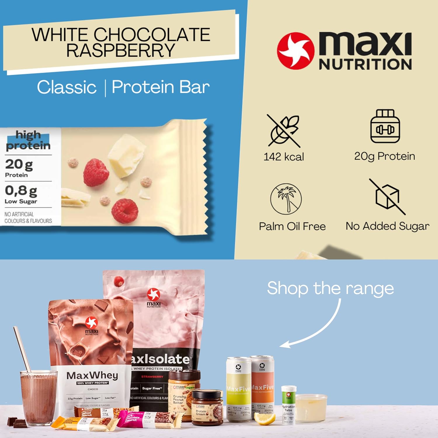 Classic Protein Bar White Chocolate Raspberry 40g, 20g protein per bar, 142 kcal, 3.8g fat 16 x 40g bars, : Amazon.co.uk: Health & Personal Care