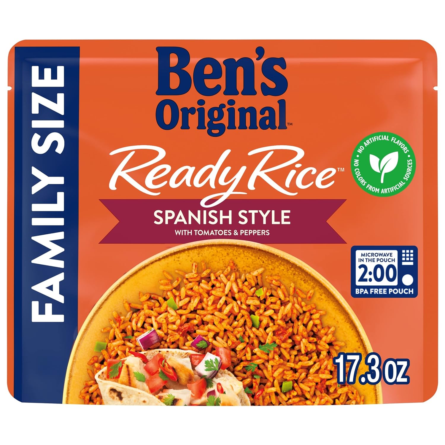 BEN'S ORIGINAL READY RICE Spanish Style Flavored Rice, Family Size, Easy Dinner Side, 17.3 OZ Pouch (Pack of 6)