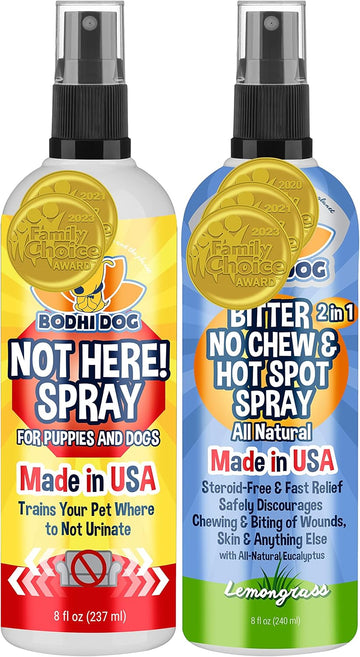 Bodhi Dog Bitter 2 In 1 No Chew & Hot Spot Spray 8Oz + Not Here Spray 8Oz Bundle