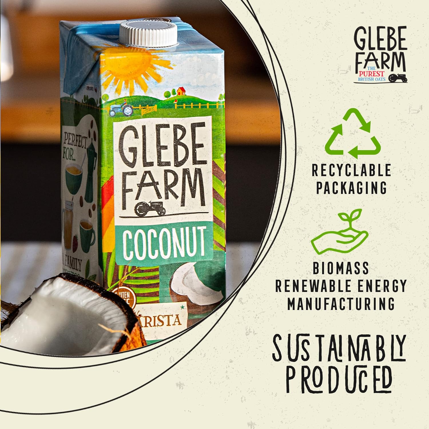 Glebe Farm Gluten Free & Vegan Coconut Milk, Healthy Dairy Free Coffee Creamer & Coconut Milk Barista Multipack For a Perfect Microfoam, 6 x 1 Litre : Amazon.co.uk: Grocery