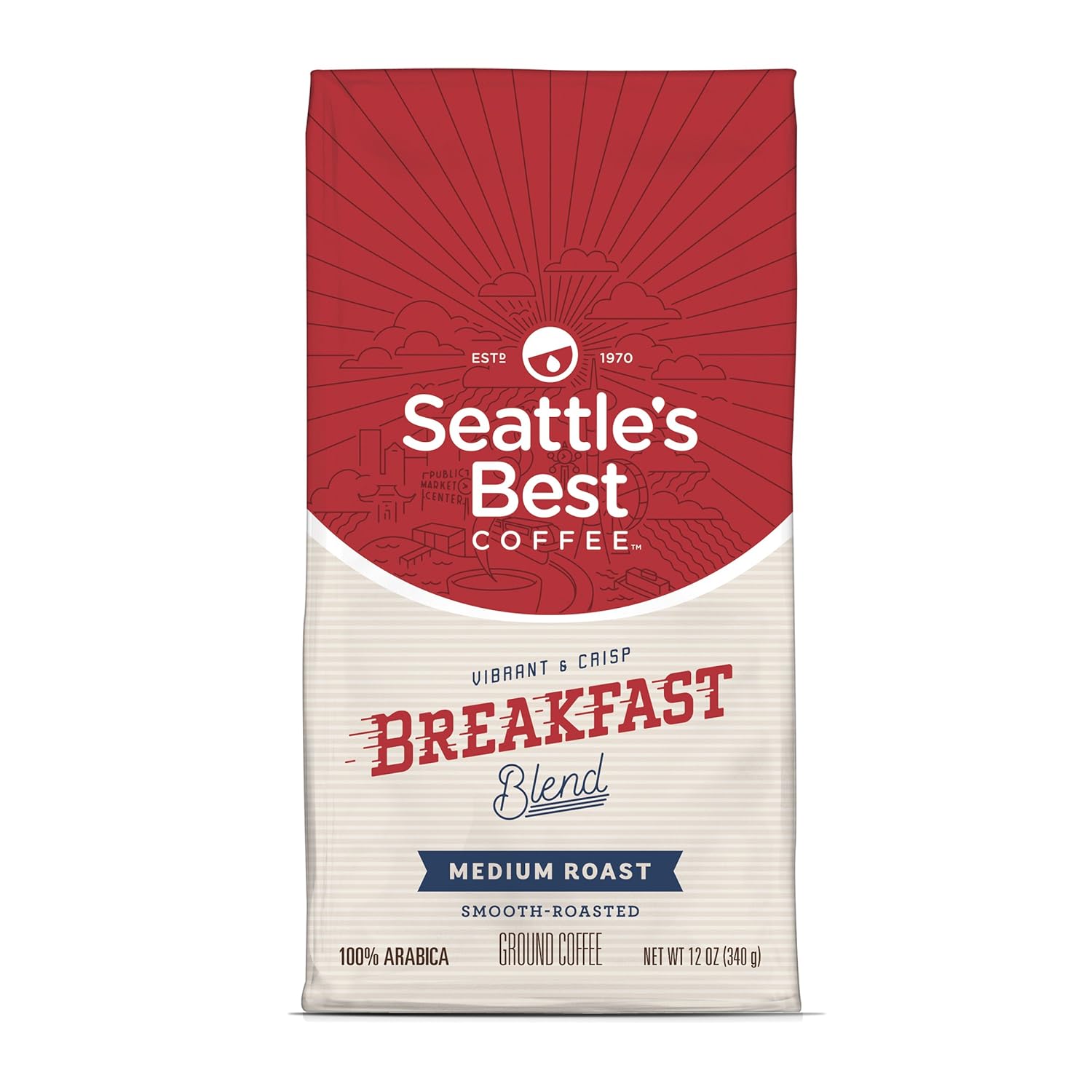 Seattle's Best Coffee Breakfast Blend Medium Roast Ground Coffee, 12-Ounce Bag