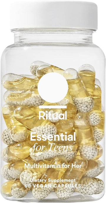 Ritual Teen Vitamins For Girls - Zinc, Vitamin A And D3 For Immune Function Support*, Omega-3 Dha & B12 For Brain Health, Non-Gmo, Mint Essenced, 30 Day Supply, 60 Vegan Capsules