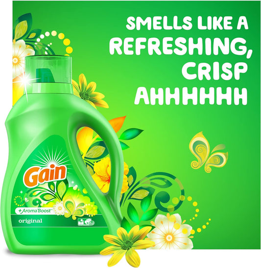 Gain + Aroma Boost Liquid Laundry Detergent, Original Scent, 128 Loads, 184 Fl Oz, He Compatible