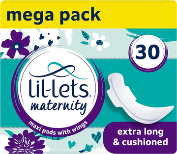 Lil-Lets Maternity Pads, Extra Long Maxi Thick Towels X 30, With Wings, 3 Packs of 10 Postpartum / After Birth Essential (Packing May Vary)