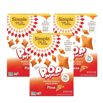 Simple Mills Pop Mmms Pizza Baked Snack Crackers, Gluten Free, 4 Ounce (Pack of 3)