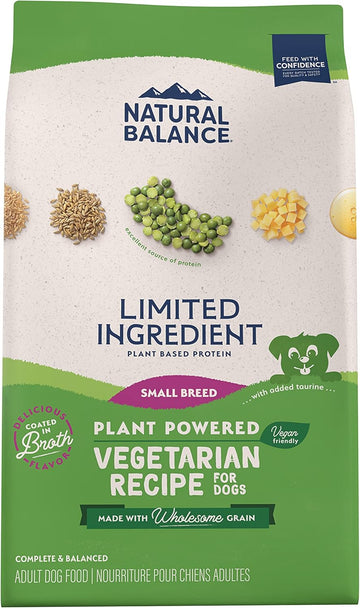 Natural Balance Limited Ingredient Small Breed Adult Dry Dog Food With Vegan Plant Based Protein And Healthy Grains, Vegetarian Recipe, 4 Pound (Pack Of 1)
