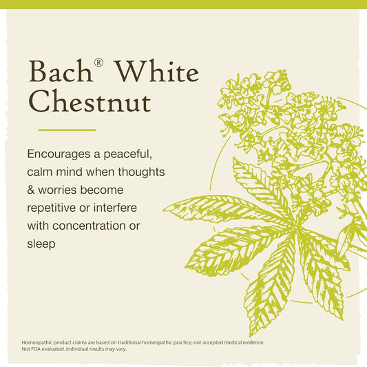 Bach Original Flower Remedies, White Chestnut For Calming Repetitive Thoughts (Non-Alcohol Formula), Natural Homeopathic Flower Essence, Holistic Wellness, Vegan, 10Ml Dropper