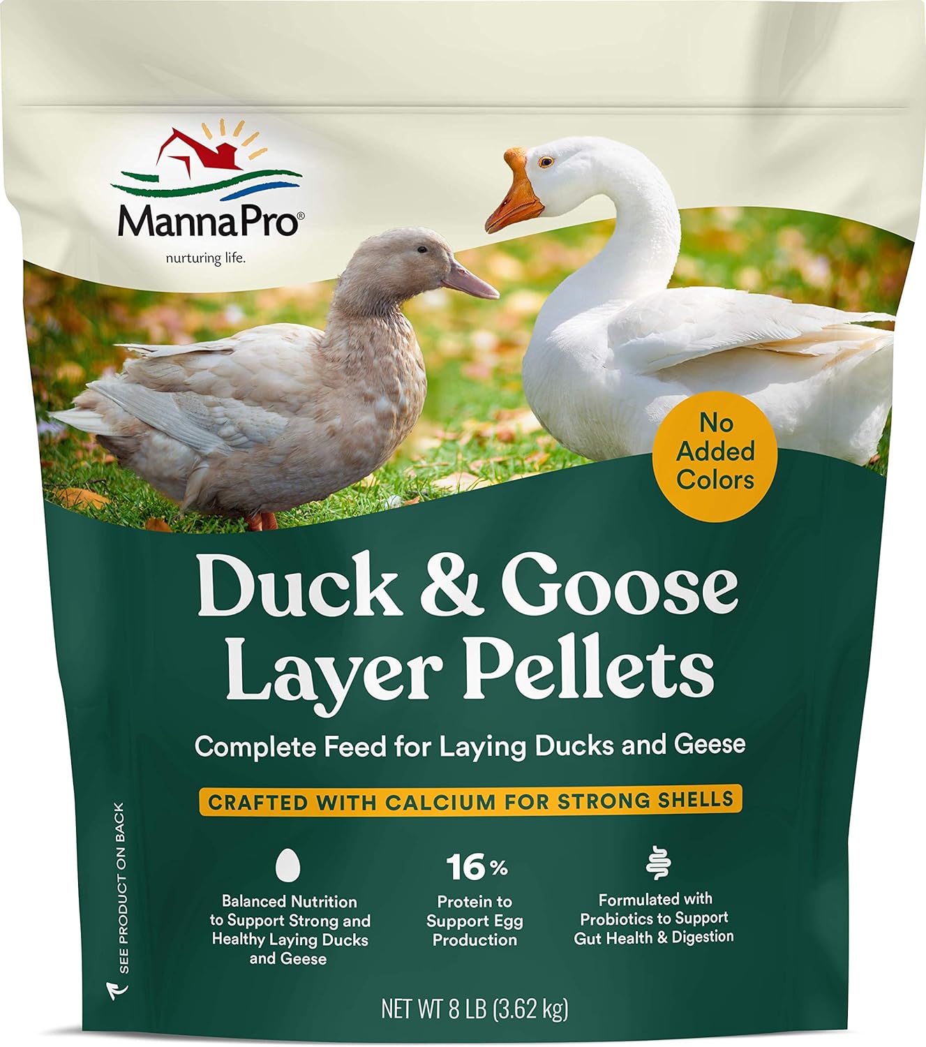 Manna Pro Duck Layer Pellet | High Protein For Increased Egg Production | Formulated With Probiotics To Support Healthy Digestion | 8 Pounds