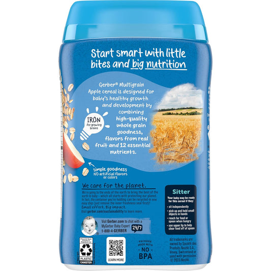 Gerber Baby Cereal, 2Nd Foods, Multigrain Apple, Baby Food, 8 Oz (Pack Of 6)