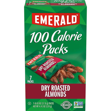 Emerald Nuts Dry Roasted Almonds 7Ct (12-Pack), 100-Calorie Individual Packs, Kosher Certified, Non-Gmo, Contains No Artificial Preservatives, Flavors Or Synthetic Colors