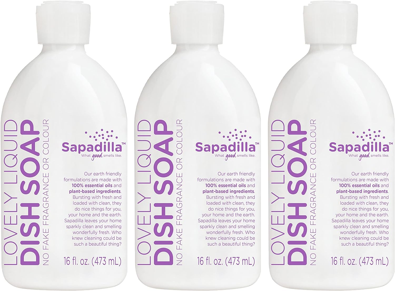 Sapadilla Liquid Dish Soap - Sweet Lavender + Lime - Made with 100% Pure Essential Oil Blends, Tough on Grease, Aromatic & Fragrant Dishwashing Liquid, Plant Based, Biodegradable, 12 Ounce (Pack of 3)