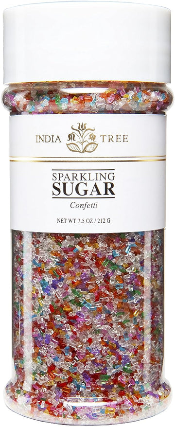 India Tree, Confetti Sparkling Sugar, Large Jar Shimmery Sugar Sprinkles For Baking And Decorating 7.5 Oz Jar (Pack Of 4)