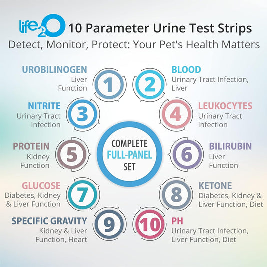 10-Parameter Cat & Dog Urine Test Strips 60ct, Cat & Dog UTI Test Kit, Diabetes Testing for Diabetic Pets, Urinalysis Reagent Strips: Glucose, Specific Gravity, pH, Ketone, Protein & More