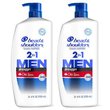 Head & Shoulders Mens 2 In 1 Dandruff Shampoo And Conditioner, Anti-Dandruff Treatment, Old Spice Swagger For Daily Use, Paraben Free, 31.4Oz, 2 Pack