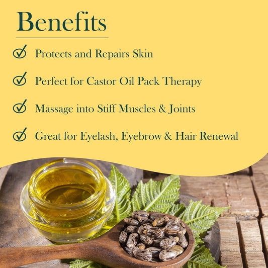 Baar Palma Christos Castor Oil, Organic, 100% Pure, Cold-Pressed, Hexane-Free Products. Helps With Conditions For Hair Growth For Eyebrows, Hair, And Eyelashes. Natural Hair Treatment Oil 2 Oz