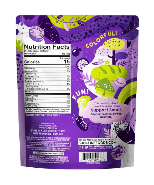 Suncore Foods Purple Sweet Potato Powder, Purple Food Coloring Powder, Gluten-Free, Non-GMO, 16oz (1 Pack)