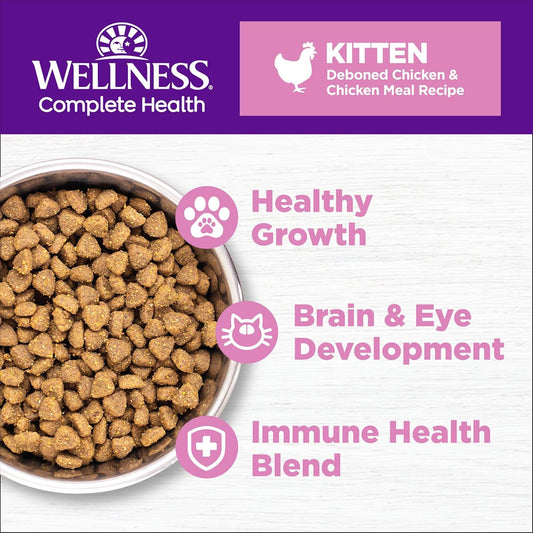 Wellness Complete Health Natural Dry Kitten Food With Wholesome Grains, Made In Usa With Real Meat (Kitten, Chicken Recipe, 5-Pound Bag)