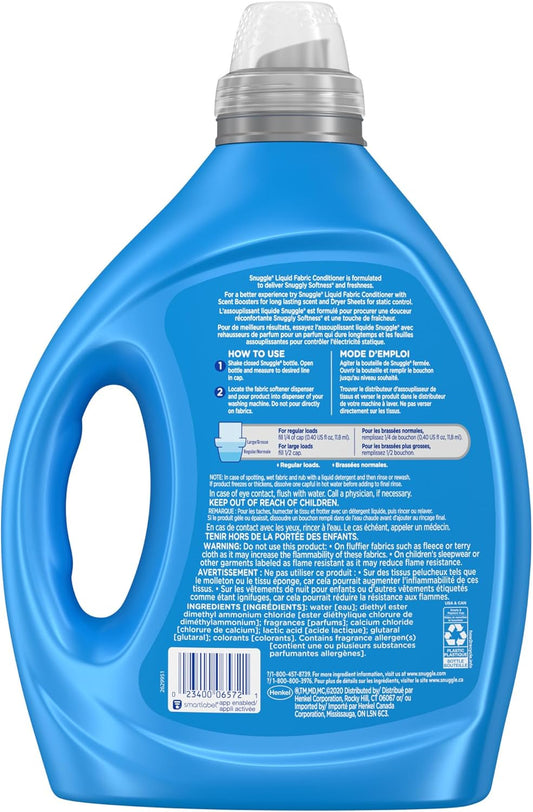 Snuggle Blue Sparkle Liquid Fabric Softener, 2X Concentrated, 200 Loads, 80 Fl Oz