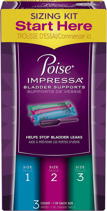 Poise Impressa Incontinence Bladder Supports For Bladder Control Sizing Kit, 3 Count, Packaging May Vary