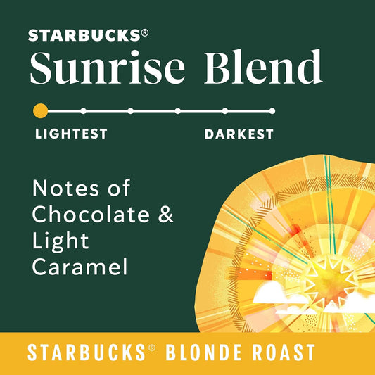 Starbucks Blonde Roast K-Cup Coffee Pods, Sunrise Blend for Keurig Brewers, 6 boxes (60 pods total)