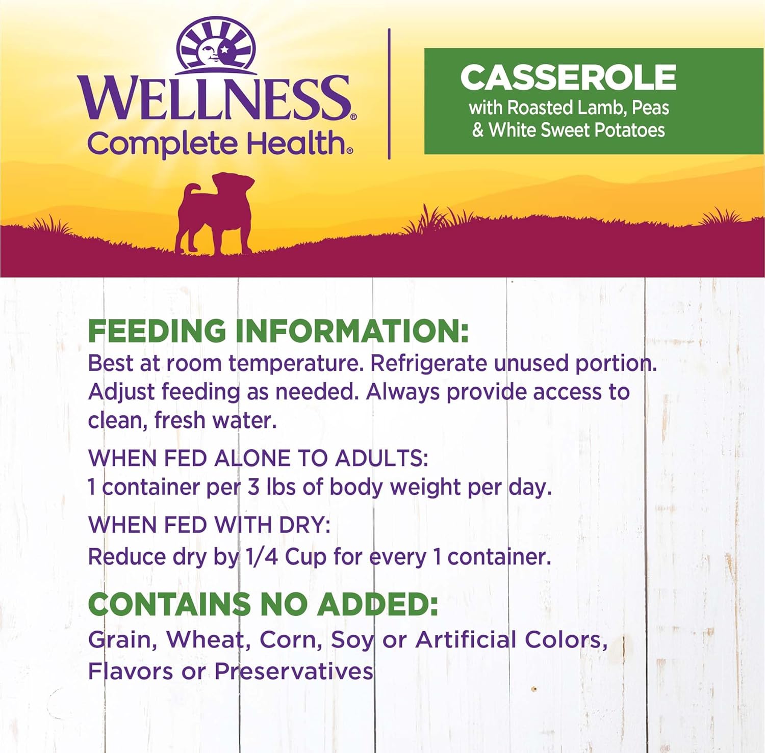 Wellness Petite Entrées Casserole with Roasted Lamb, Peas & White Sweet Potatoes, 3-Ounce Cup (Pack of 12): Pet Supplies: Amazon.com