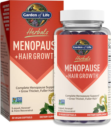 Garden Of Life Herbals Menopause Supplement With S-Equol & Trans-Resveratrol For Multi-Symptom Relief, Keranat For Thicker, Fuller Hair Growth – Non-Gmo, Gluten-Free, Vegan, Berry Flavor, 30 Servings