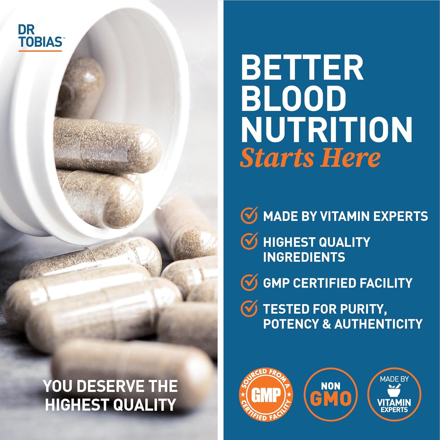 Dr. Tobias Blood Pressure Support Supplement with Hawthorn, Hibiscus Flower, Olive Leaf & Garlic, Supports Normal Circulatory Health with Vitamins C, B6, B12, Niacin, Folate & Herbs, 90 Capsules : Health & Household