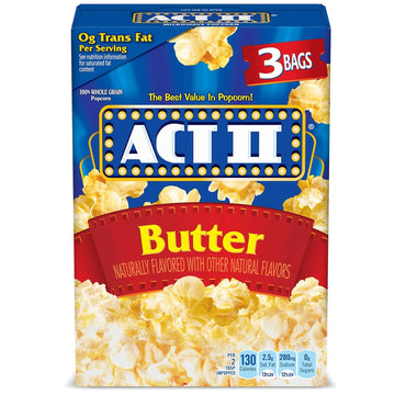 Act Ii Movie Theater Butter Microwave Popcorn, 3 Ct 2.75 Oz Bags