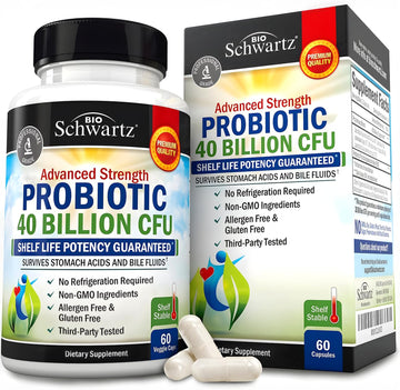 Daily Probiotic Supplement With 40 Billion Cfu - Gut Health Complex With Astragalus And Lactobacillus Acidophilus Probiotic For Women And Men - Shelf Stable With Prebiotics For Digestive Health