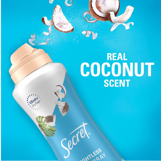 Secret Dry Spray Antiperspirant Deodorant, Nurturing Coconut And Argan Oil, 4.1 Oz (Pack Of 3)