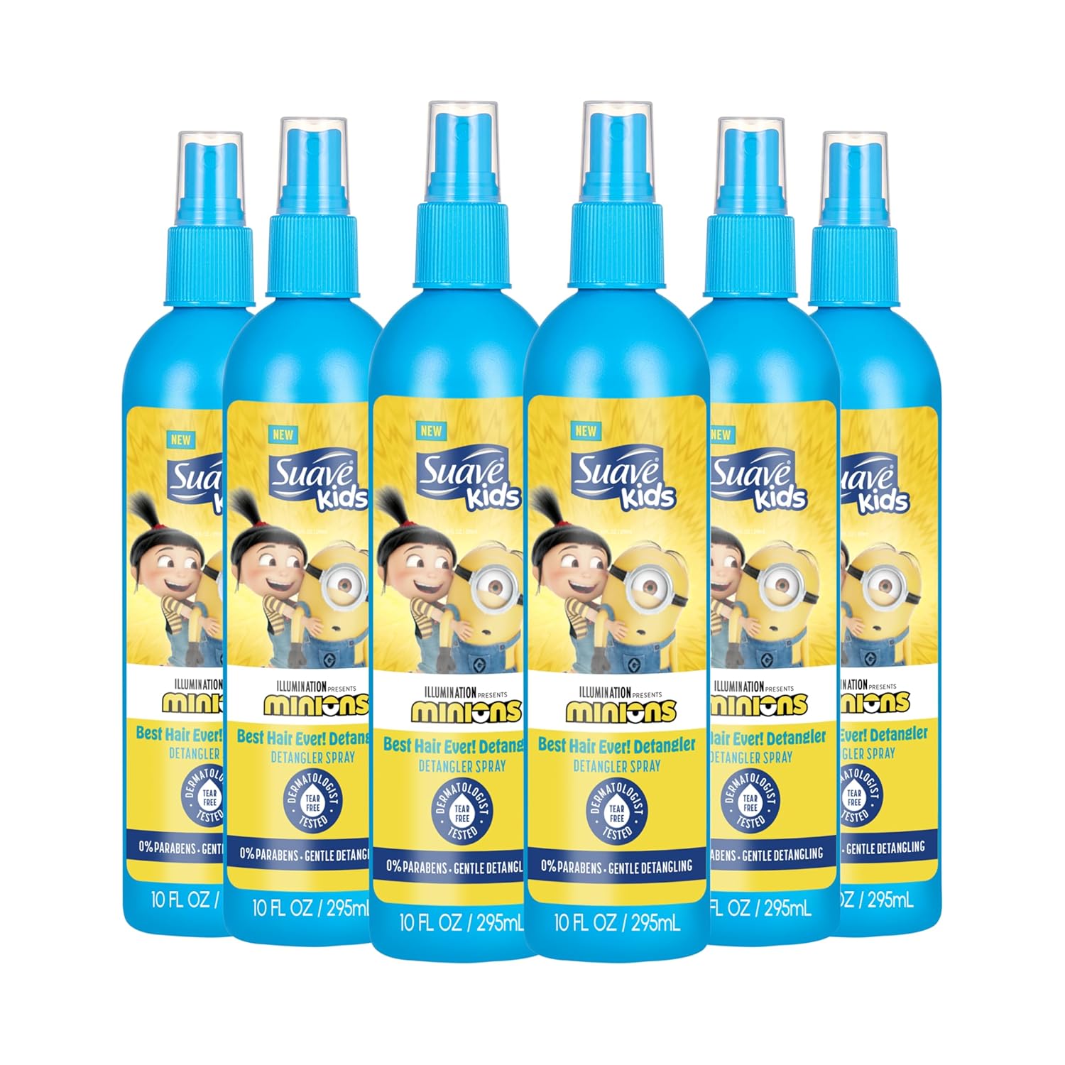 Suave Kids Minions Best Hair Ever! Detangler Spray, For Removing Knots And Making Kids Hair Soft, Smooth, And Shiny, 10 Oz