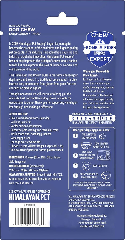 Himalayan Pet Supply Dog Chew Bone - Medium | Long Lasting, Stain Free, Protein Rich, Low Odor | 100% Natural, Healthy & Safe | No Lactose, Gluten, Soy Or Grains | For Dogs 45 Lbs And Under, Cheese