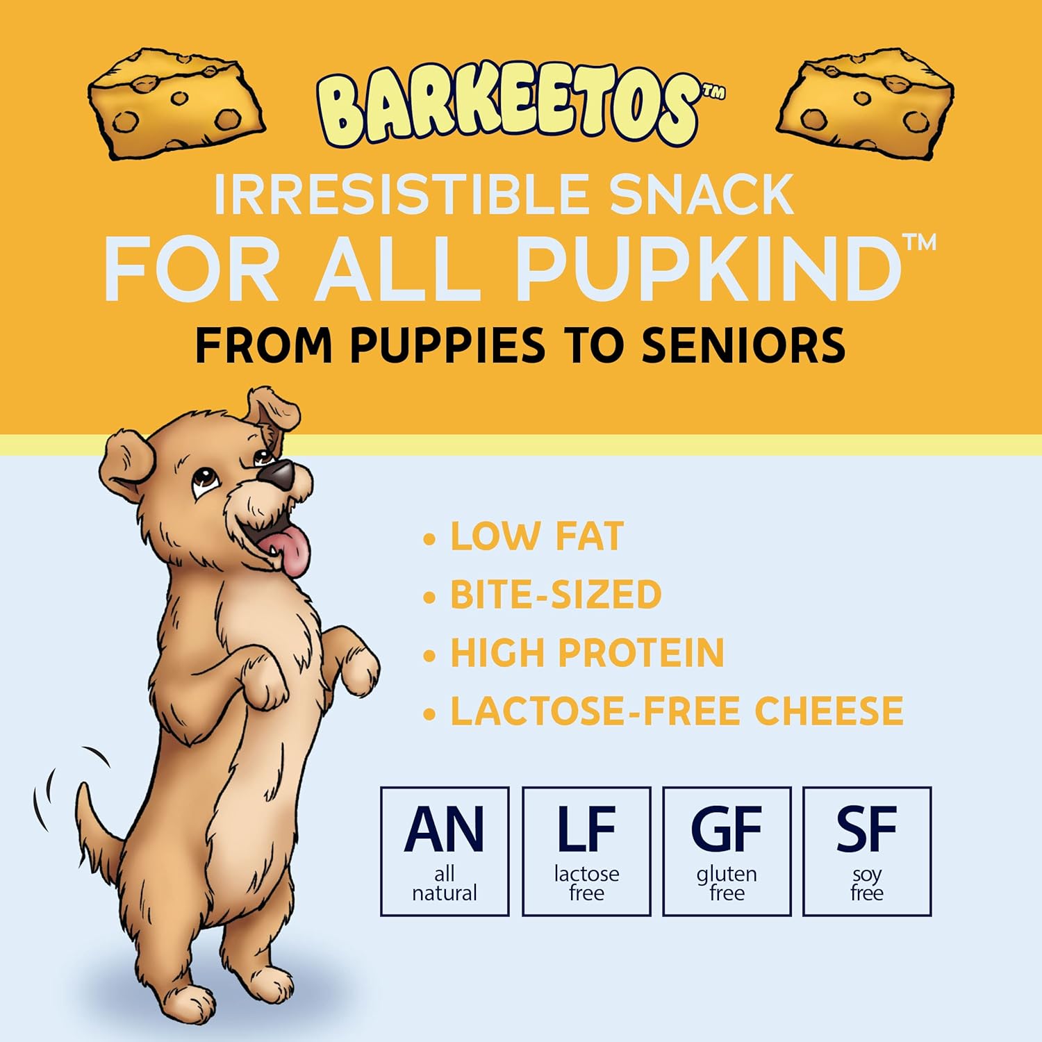 Barkeetos Cheese | Made with Real Himalayan Cheese | Protein Rich - Lactose Free - Gluten Free - Grain Free | USA Made | for All Breeds | 3 oz of Droolicious, Crunchy Goodness : Pet Supplies